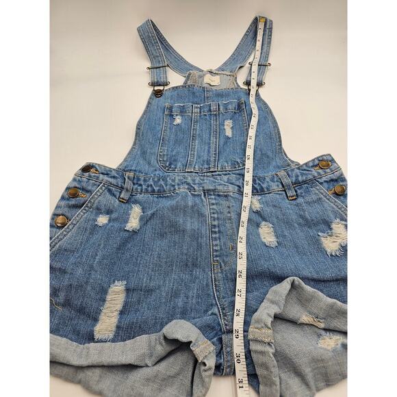 Harper Women's M Cuffed Denim Button Side Shortalls - Picture 5 of 8